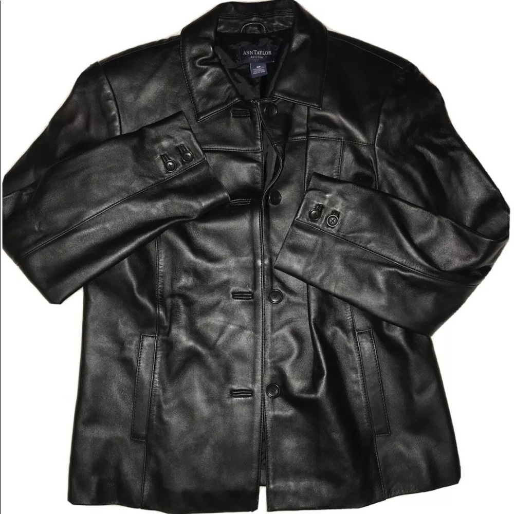 Ann Taylor Leather Jacket Petite M